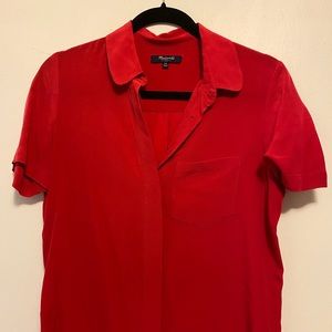 Madewell red silk top